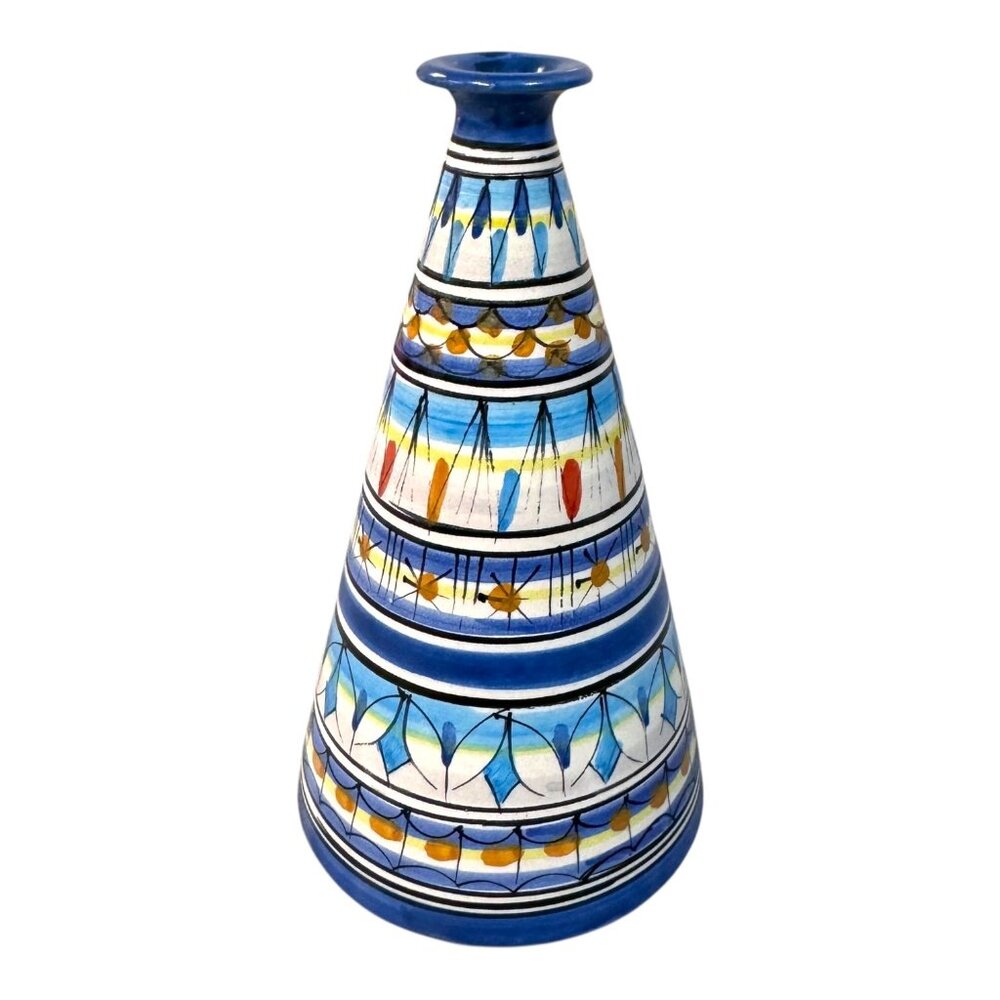 Hand Painted Mille una Ceramiche Amalfi Italian Ceramic Bud Italy Vase 6" Cone